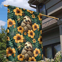 Sloth with Flowers Seamless Style Garden Flag - Wonder Print Shop