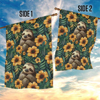 Sloth with Flowers Seamless Style Garden Flag - Wonder Print Shop