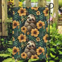 Sloth with Flowers Seamless Style Garden Flag - Wonder Print Shop