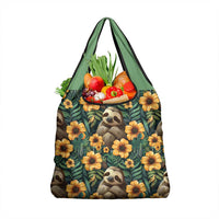 Sloth with Flowers Seamless Style Grocery Bag