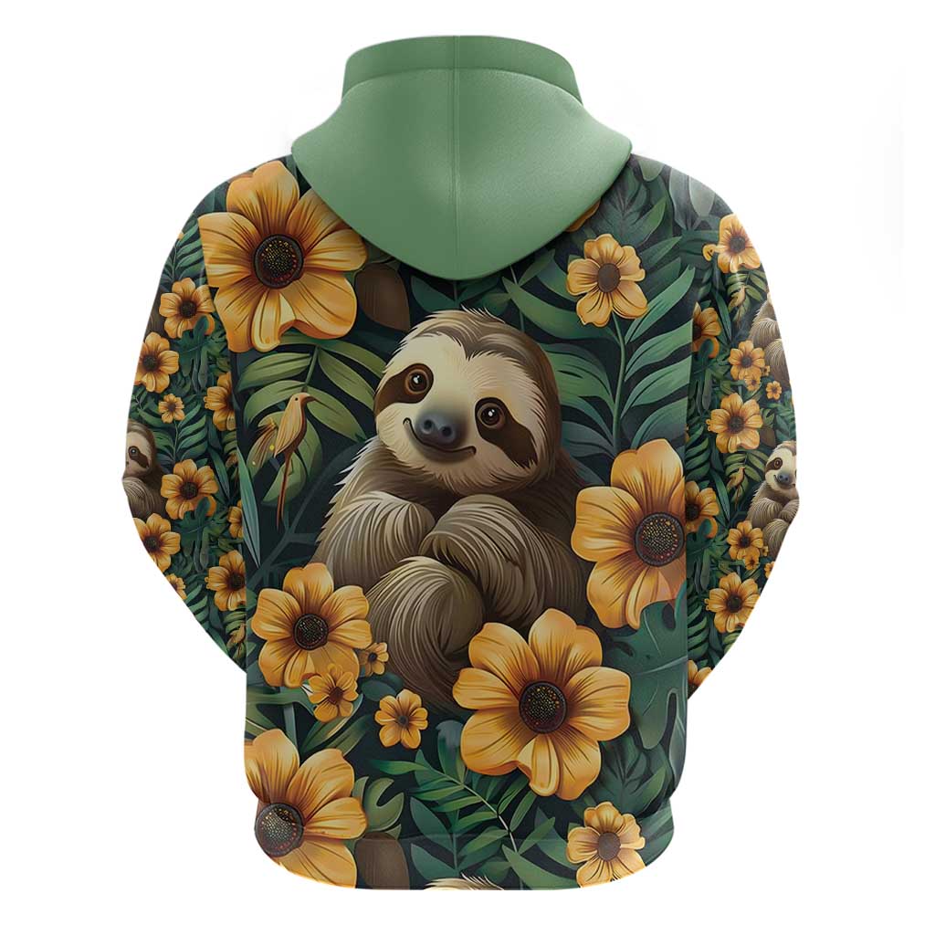 Sloth with Flowers Seamless Style Hoodie - Wonder Print Shop