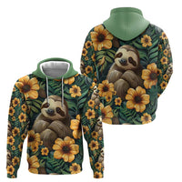 Sloth with Flowers Seamless Style Hoodie - Wonder Print Shop