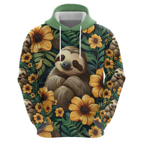 Sloth with Flowers Seamless Style Hoodie - Wonder Print Shop