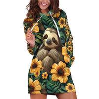 Sloth with Flowers Seamless Style Hoodie Dress - Wonder Print Shop