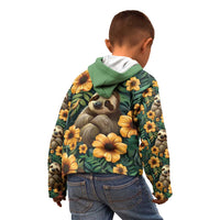 Sloth with Flowers Seamless Style Kid Hoodie - Wonder Print Shop