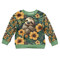 Sloth with Flowers Seamless Style Kid Ugly Christmas Sweater - Wonder Print Shop