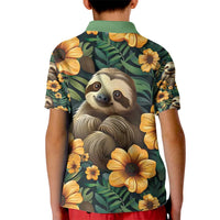Sloth with Flowers Seamless Style Kid Polo Shirt - Wonder Print Shop