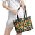 Sloth with Flowers Seamless Style Leather Tote Bag - Wonder Print Shop