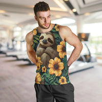 Sloth with Flowers Seamless Style Men Tank Top - Wonder Print Shop