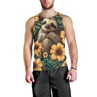 Sloth with Flowers Seamless Style Men Tank Top - Wonder Print Shop