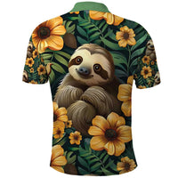Sloth with Flowers Seamless Style Polo Shirt - Wonder Print Shop