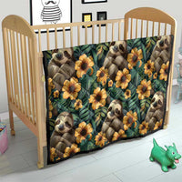Sloth with Flowers Seamless Style Quilt - Wonder Print Shop