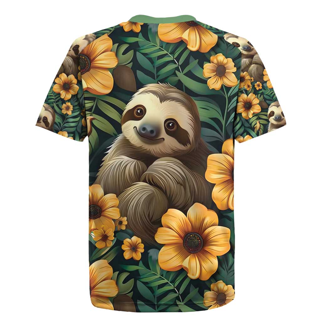 Sloth with Flowers Seamless Style Rugby Jersey - Wonder Print Shop