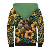 Sloth with Flowers Seamless Style Sherpa Hoodie - Wonder Print Shop