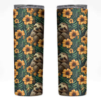 Sloth with Flowers Seamless Style Skinny Tumbler - Wonder Print Shop