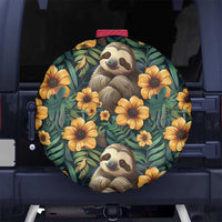 Sloth with Flowers Seamless Style Spare Tire Cover - Wonder Print Shop