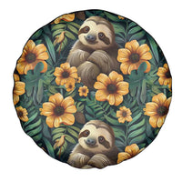 Sloth with Flowers Seamless Style Spare Tire Cover - Wonder Print Shop