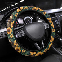 Sloth with Flowers Seamless Style Steering Wheel Cover - Wonder Print Shop