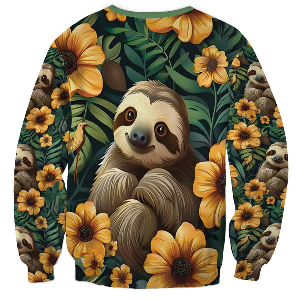 Sloth with Flowers Seamless Style Sweatshirt - Wonder Print Shop
