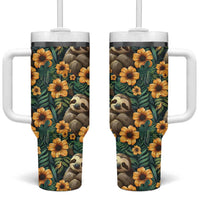 Sloth with Flowers Seamless Style Tumbler With Handle - Wonder Print Shop