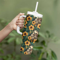 Sloth with Flowers Seamless Style Tumbler With Handle - Wonder Print Shop