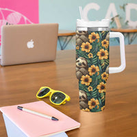 Sloth with Flowers Seamless Style Tumbler With Handle - Wonder Print Shop