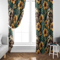 Sloth with Flowers Seamless Style Window Curtain - Wonder Print Shop