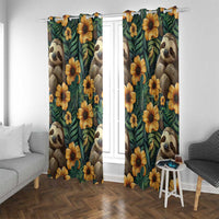 Sloth with Flowers Seamless Style Window Curtain - Wonder Print Shop