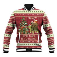 Sloth And Snail Riding A Turtle Wheeee Baseball Jacket Slow Down It's Christmas LT9 - Wonder Print Shop