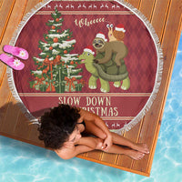 Sloth And Snail Riding A Turtle Wheeee Beach Blanket Slow Down It's Christmas LT9 - Wonder Print Shop