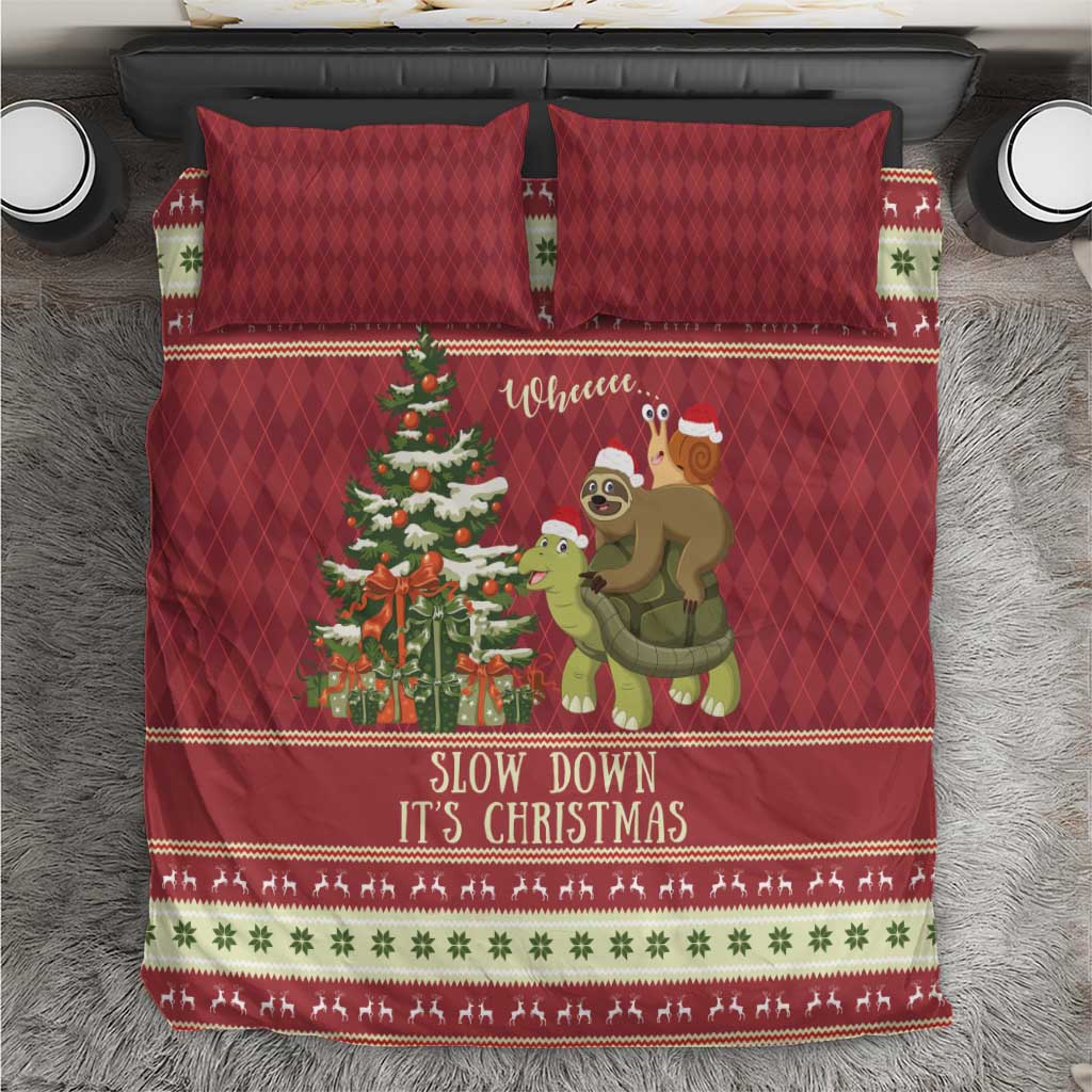 Sloth And Snail Riding A Turtle Wheeee Bedding Set Slow Down It's Christmas LT9 - Wonder Print Shop