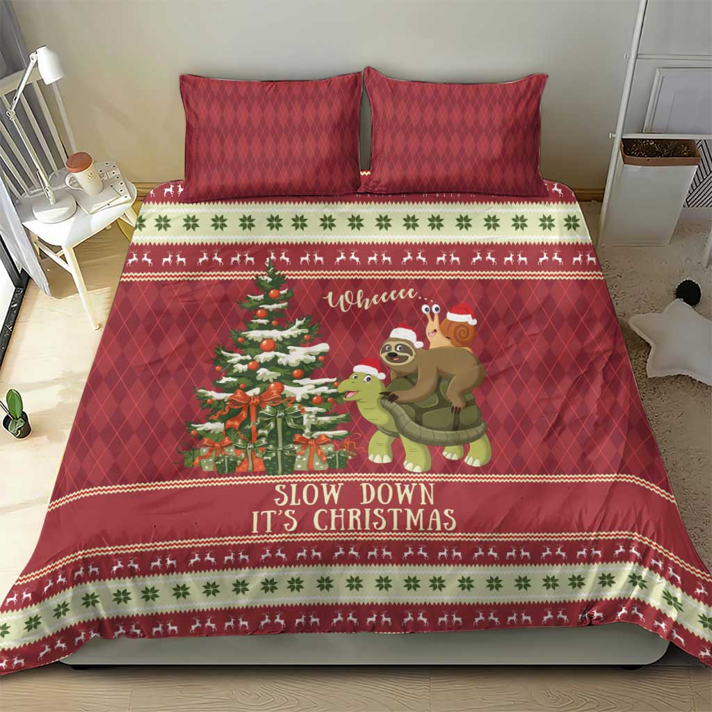 Sloth And Snail Riding A Turtle Wheeee Bedding Set Slow Down It's Christmas LT9 - Wonder Print Shop