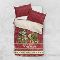 Sloth And Snail Riding A Turtle Wheeee Bedding Set Slow Down It's Christmas LT9 - Wonder Print Shop