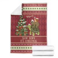 Sloth And Snail Riding A Turtle Wheeee Blanket Slow Down It's Christmas