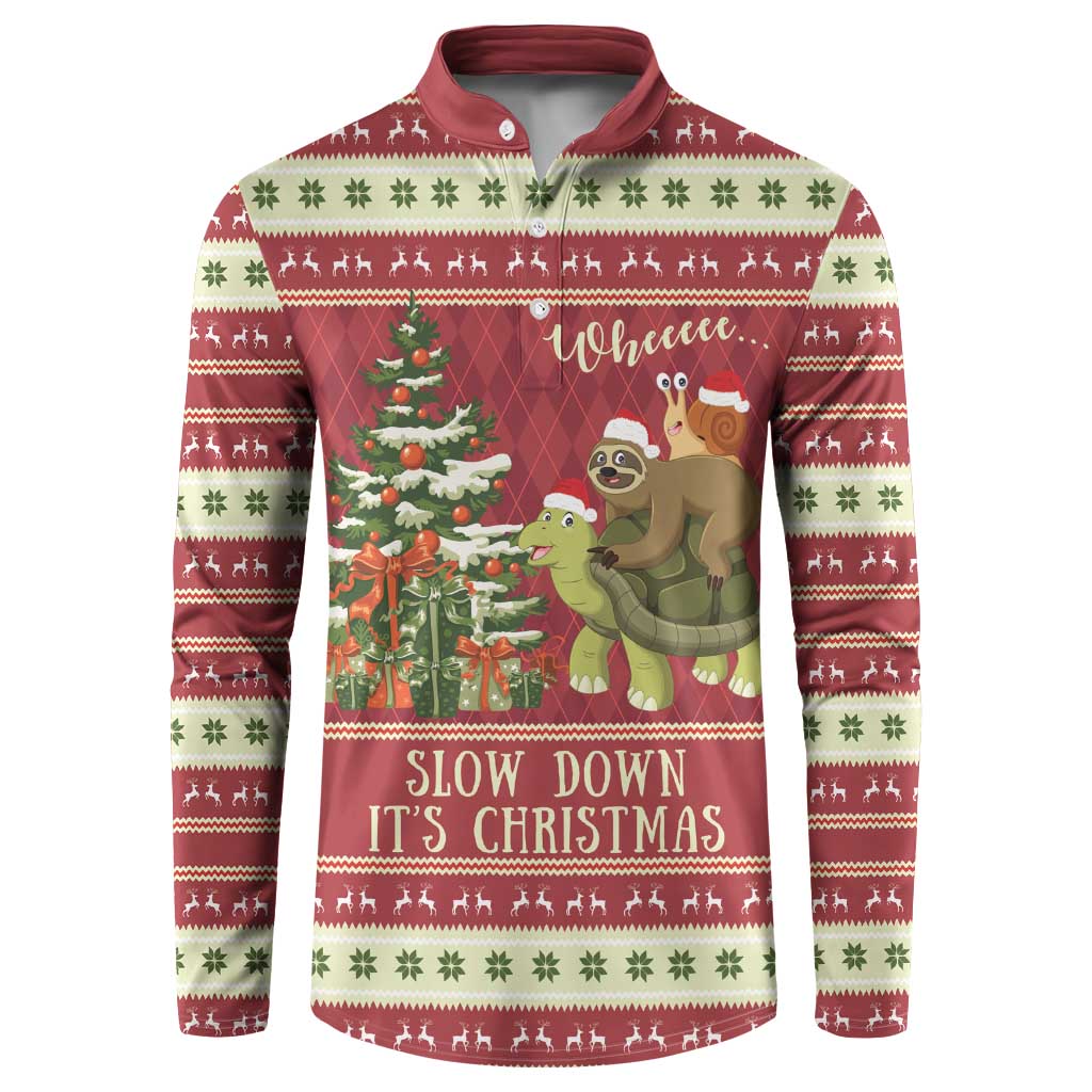 Sloth And Snail Riding A Turtle Wheeee Button Sweatshirt Slow Down It's Christmas LT9 - Wonder Print Shop