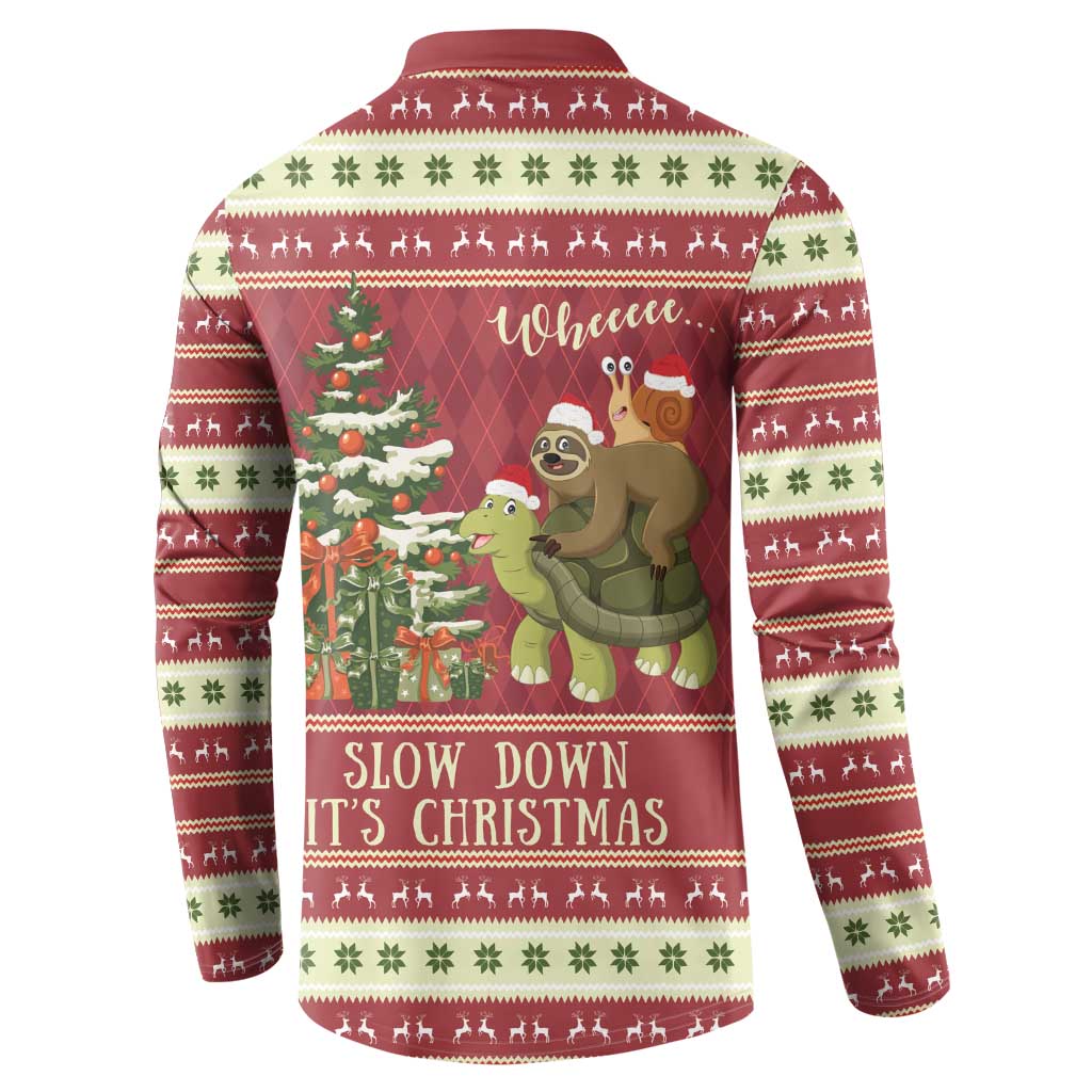 Sloth And Snail Riding A Turtle Wheeee Button Sweatshirt Slow Down It's Christmas LT9 - Wonder Print Shop