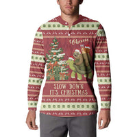 Sloth And Snail Riding A Turtle Wheeee Button Sweatshirt Slow Down It's Christmas LT9 - Wonder Print Shop
