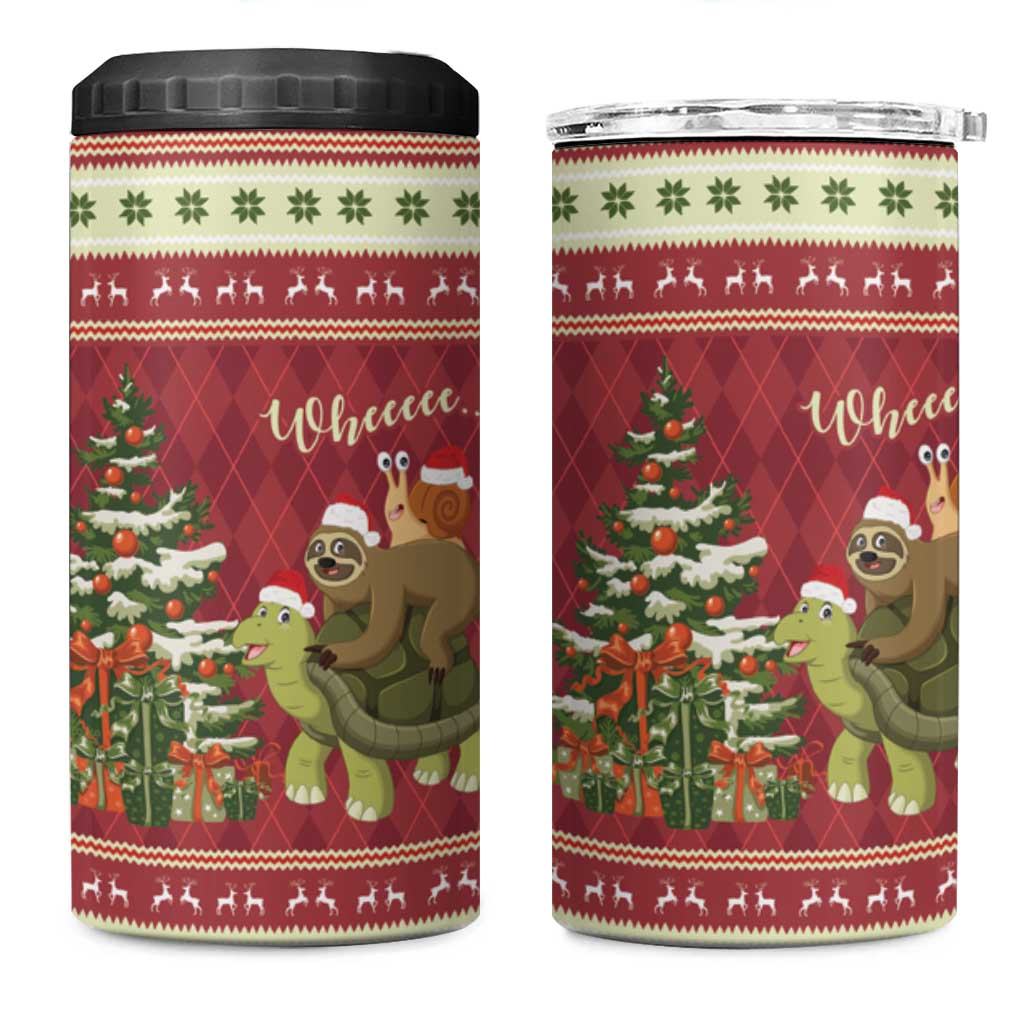 Sloth And Snail Riding A Turtle Wheeee 4 in 1 Can Cooler Tumbler Slow Down It's Christmas LT9 - Wonder Print Shop