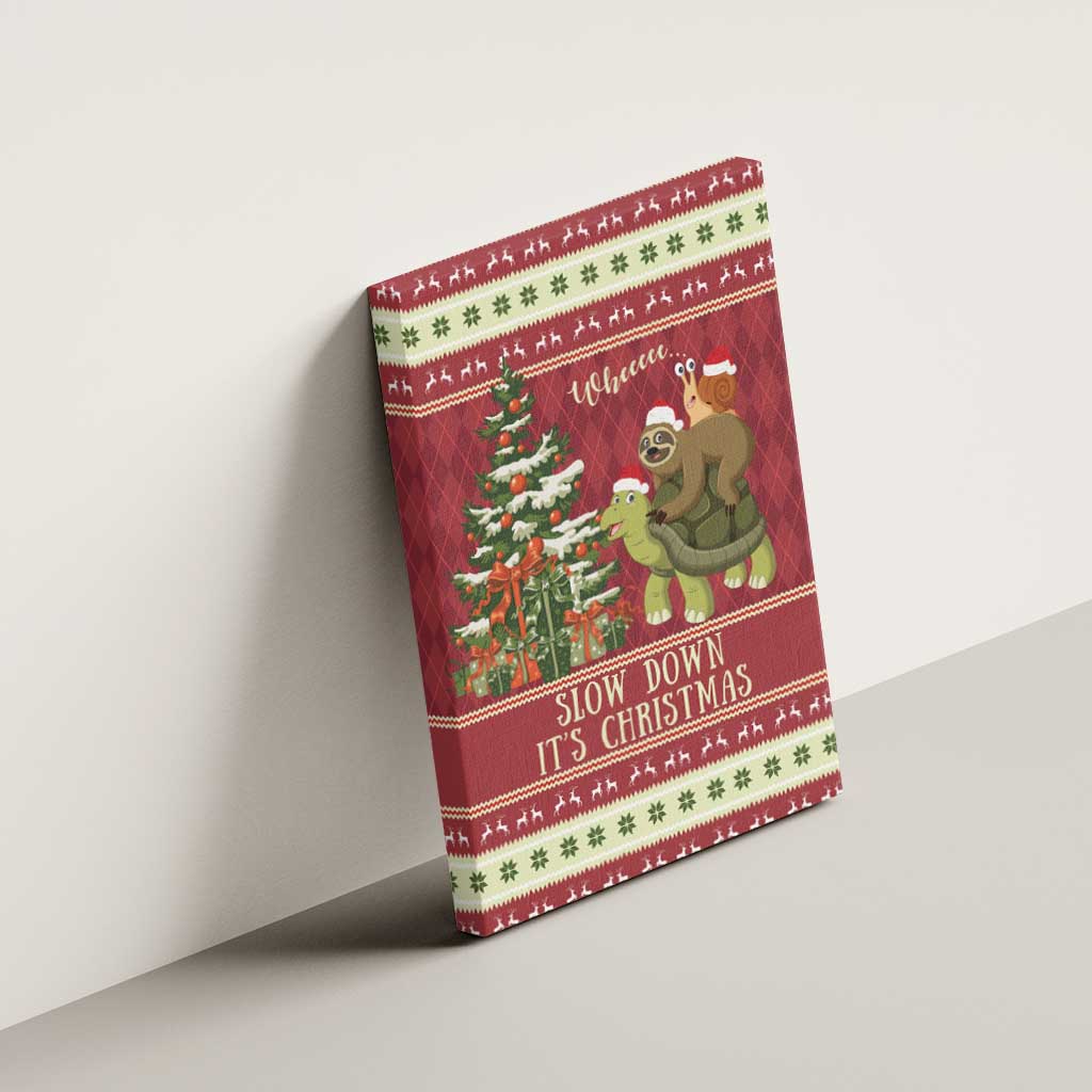Sloth And Snail Riding A Turtle Wheeee Canvas Wall Art Slow Down It's Christmas LT9 - Wonder Print Shop