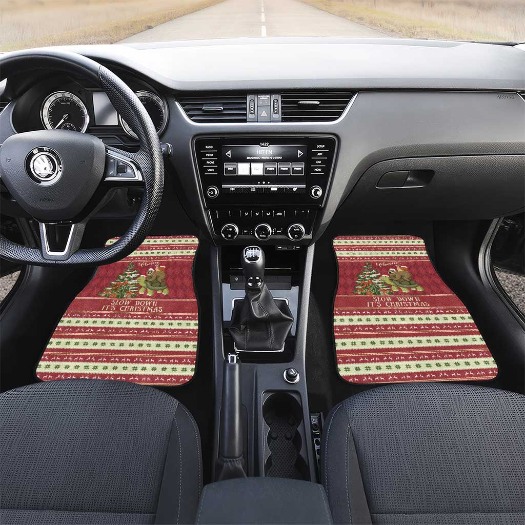 Sloth And Snail Riding A Turtle Wheeee Car Mats Slow Down It's Christmas LT9 - Wonder Print Shop