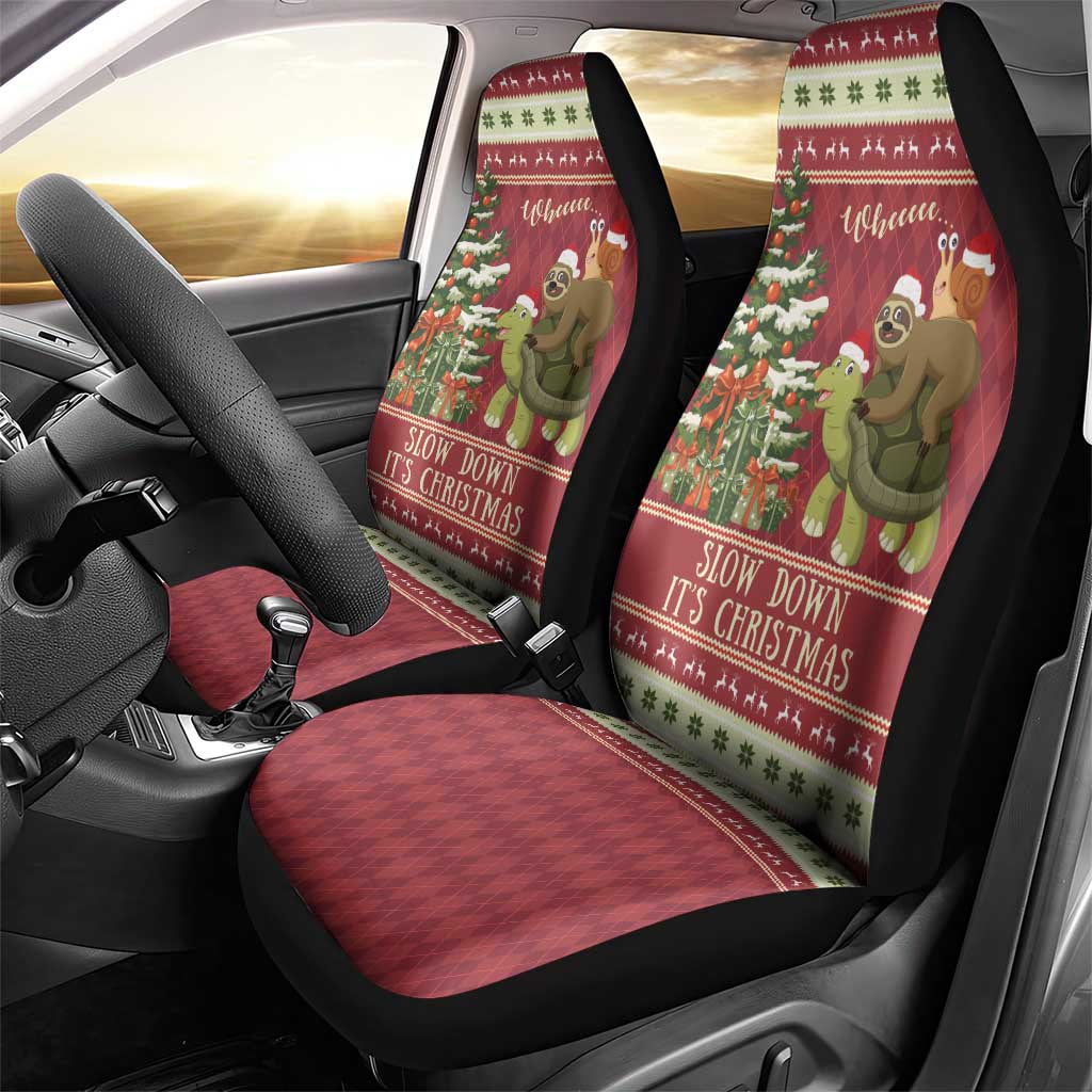 Sloth And Snail Riding A Turtle Wheeee Car Seat Cover Slow Down It's Christmas LT9 - Wonder Print Shop