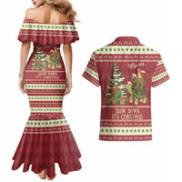 Sloth And Snail Riding A Turtle Wheeee Couples Matching Mermaid Dress and Hawaiian Shirt Slow Down It's Christmas LT9 - Wonder Print Shop