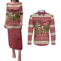 Sloth And Snail Riding A Turtle Wheeee Couples Matching Puletasi and Long Sleeve Button Shirt Slow Down It's Christmas LT9 - Wonder Print Shop
