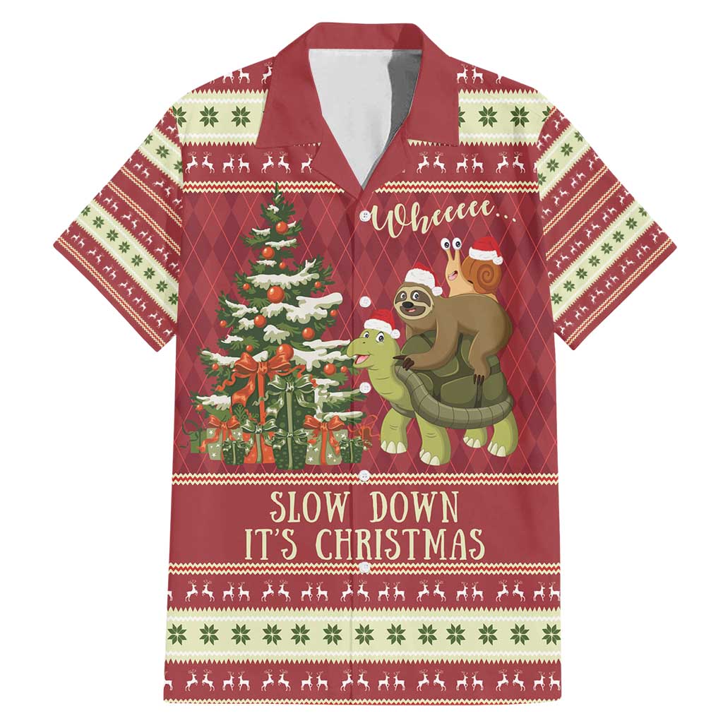Sloth And Snail Riding A Turtle Wheeee Family Matching Mermaid Dress and Hawaiian Shirt Slow Down It's Christmas LT9 - Wonder Print Shop