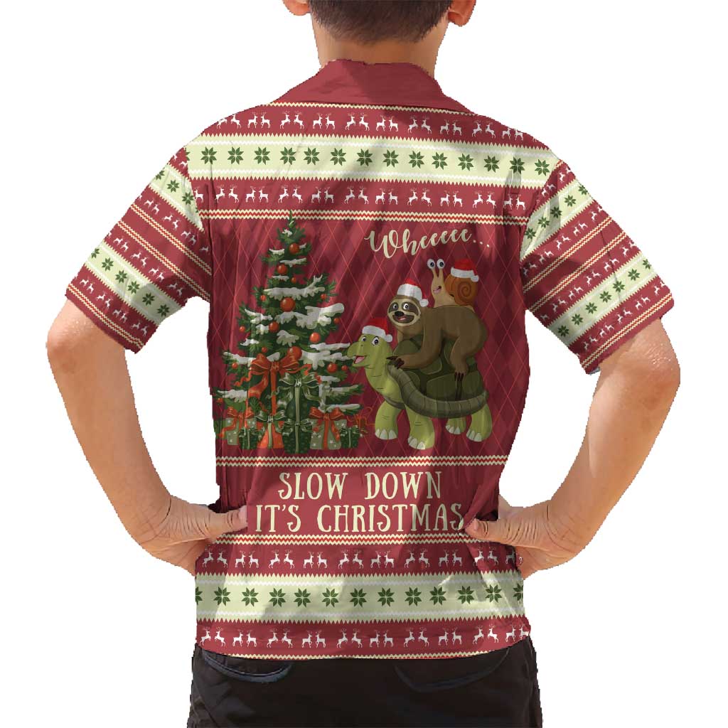 Sloth And Snail Riding A Turtle Wheeee Family Matching Off Shoulder Maxi Dress and Hawaiian Shirt Slow Down It's Christmas LT9 - Wonder Print Shop