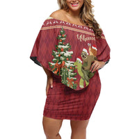 Sloth And Snail Riding A Turtle Wheeee Family Matching Off Shoulder Short Dress and Hawaiian Shirt Slow Down It's Christmas LT9 - Wonder Print Shop