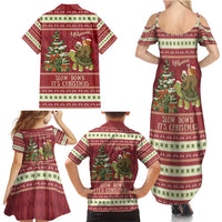 Sloth And Snail Riding A Turtle Wheeee Family Matching Summer Maxi Dress and Hawaiian Shirt Slow Down It's Christmas - Wonder Print Shop