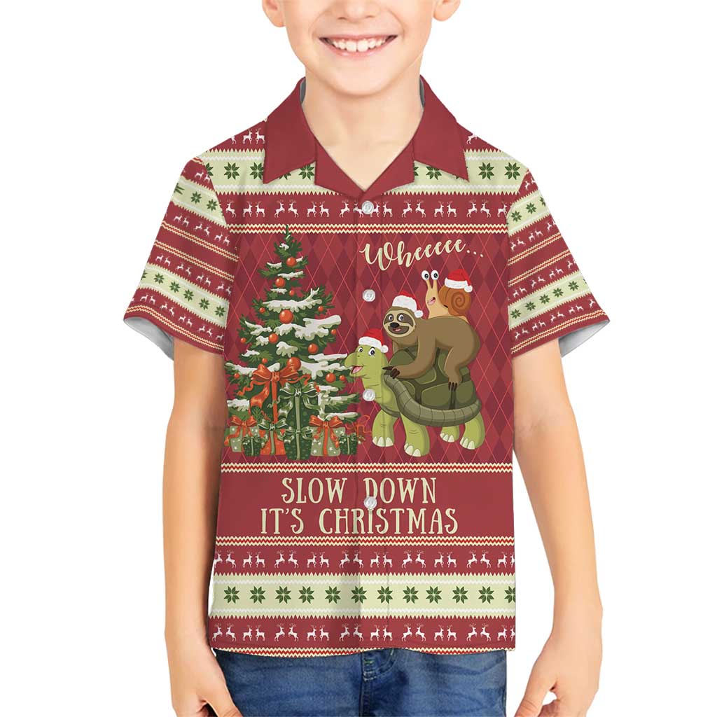 Sloth And Snail Riding A Turtle Wheeee Family Matching Summer Maxi Dress and Hawaiian Shirt Slow Down It's Christmas - Wonder Print Shop