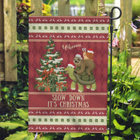 Sloth And Snail Riding A Turtle Wheeee Garden Flag Slow Down It's Christmas - Wonder Print Shop