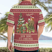 Sloth And Snail Riding A Turtle Wheeee Hawaiian Shirt Slow Down It's Christmas - Wonder Print Shop